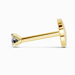 14K Gold 0.03 Ct Round Shape Solitaire Diamond Nose Pin