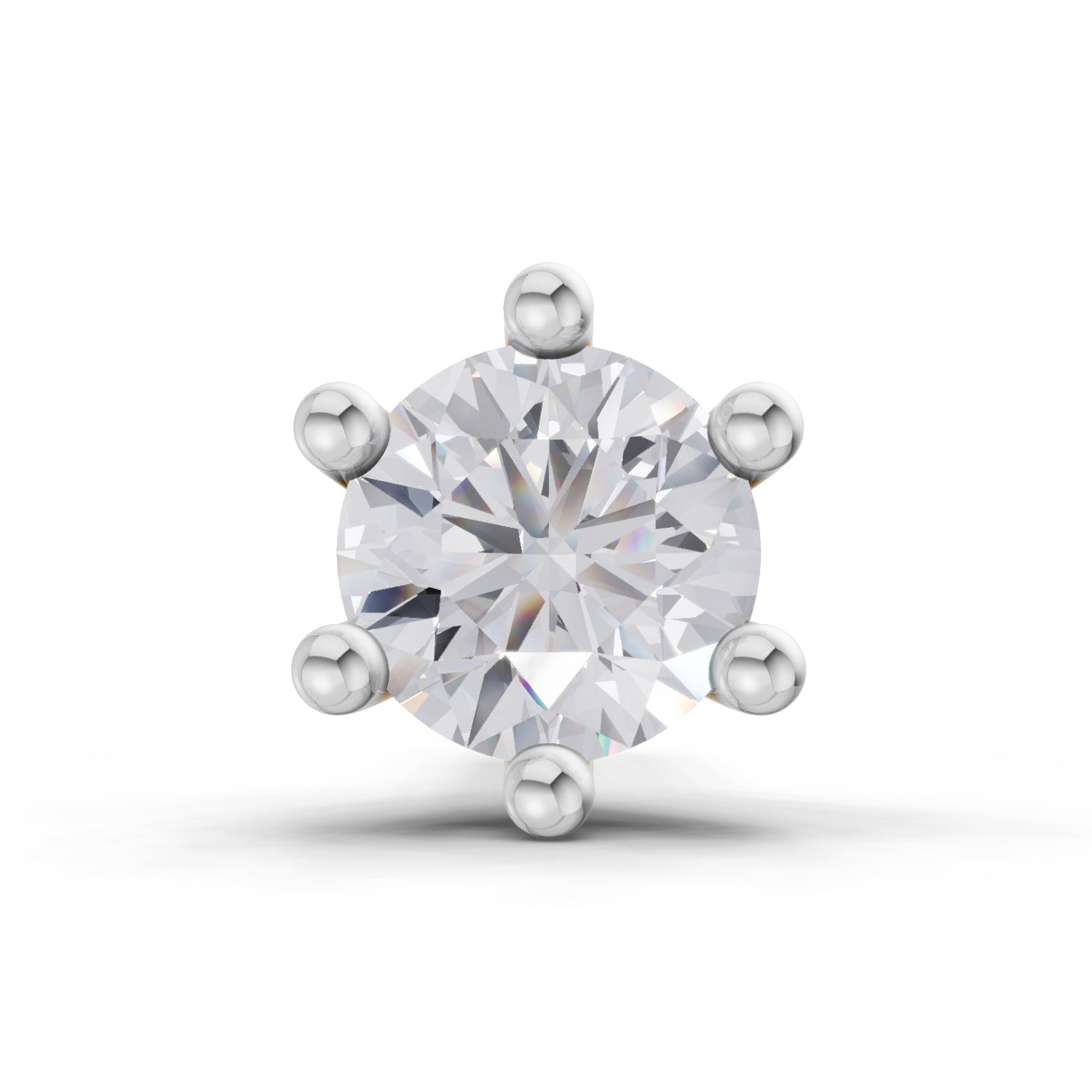14K Yellow Gold 0.06 Carat Diamond Round Shape 6 Prong Solitaire Nose Pin
