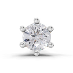 14K Yellow Gold 0.06 Carat Diamond Round Shape 6 Prong Solitaire Nose Pin