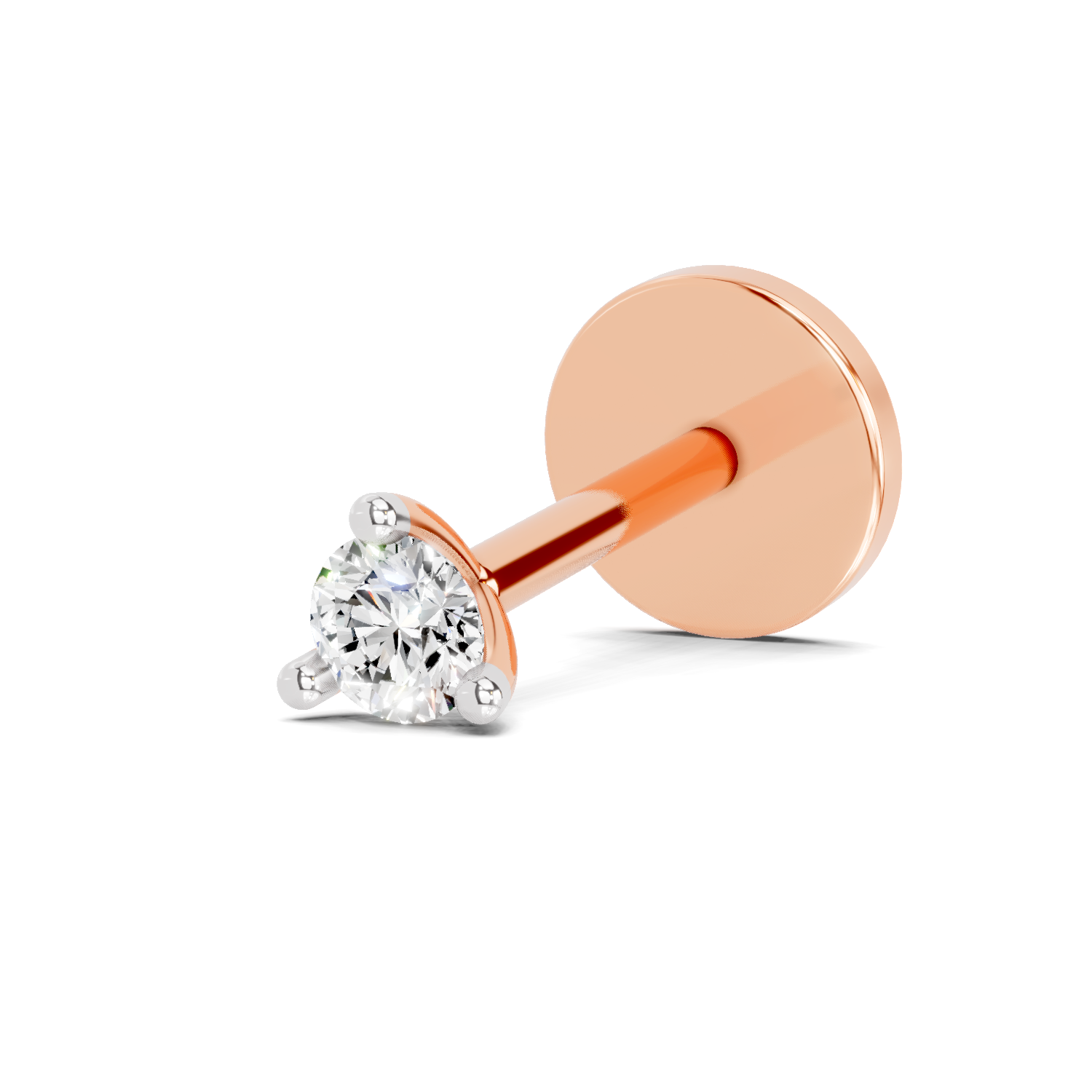14K Yellow Gold 0.09 Carat Diamond Round Shape Diamond Nose Pin