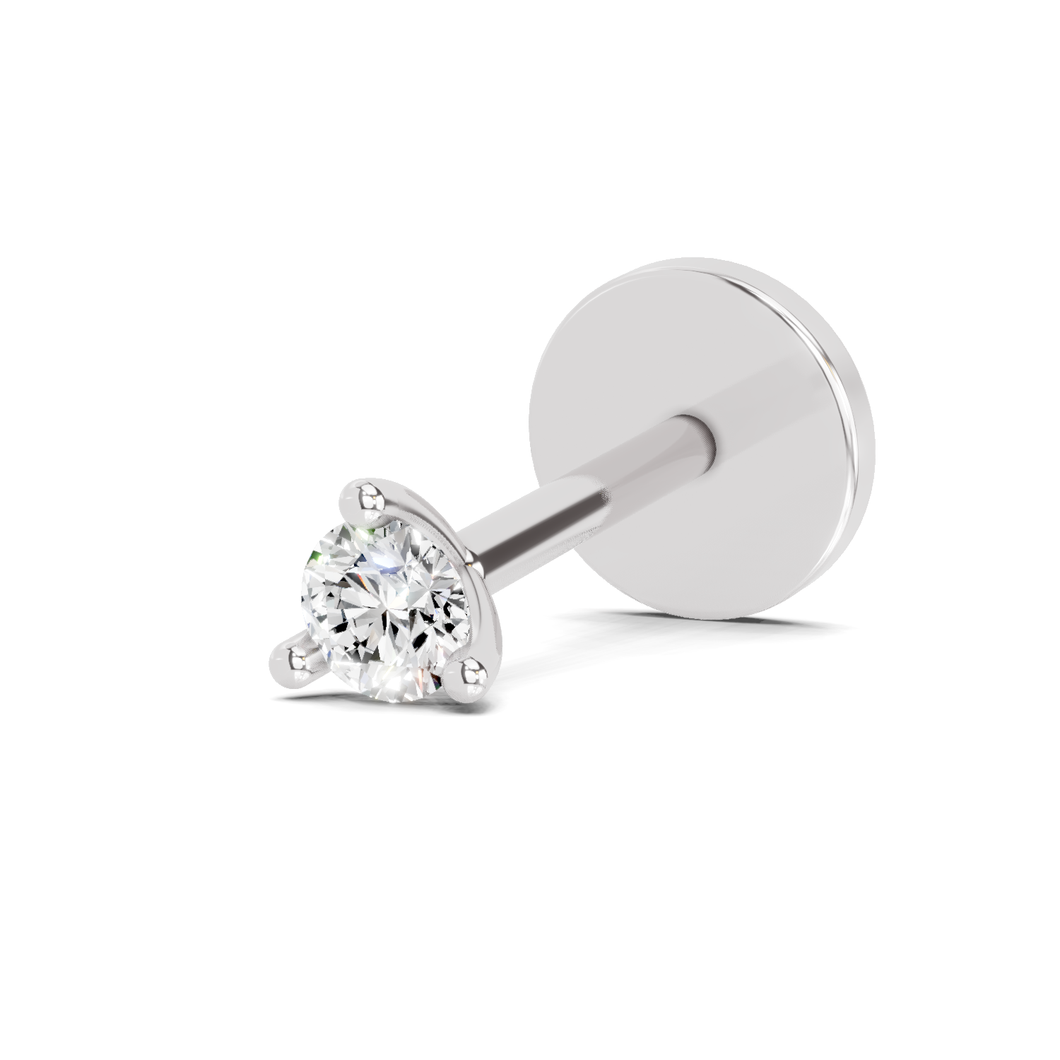 14K Yellow Gold 0.09 Carat Diamond Round Shape Diamond Nose Pin