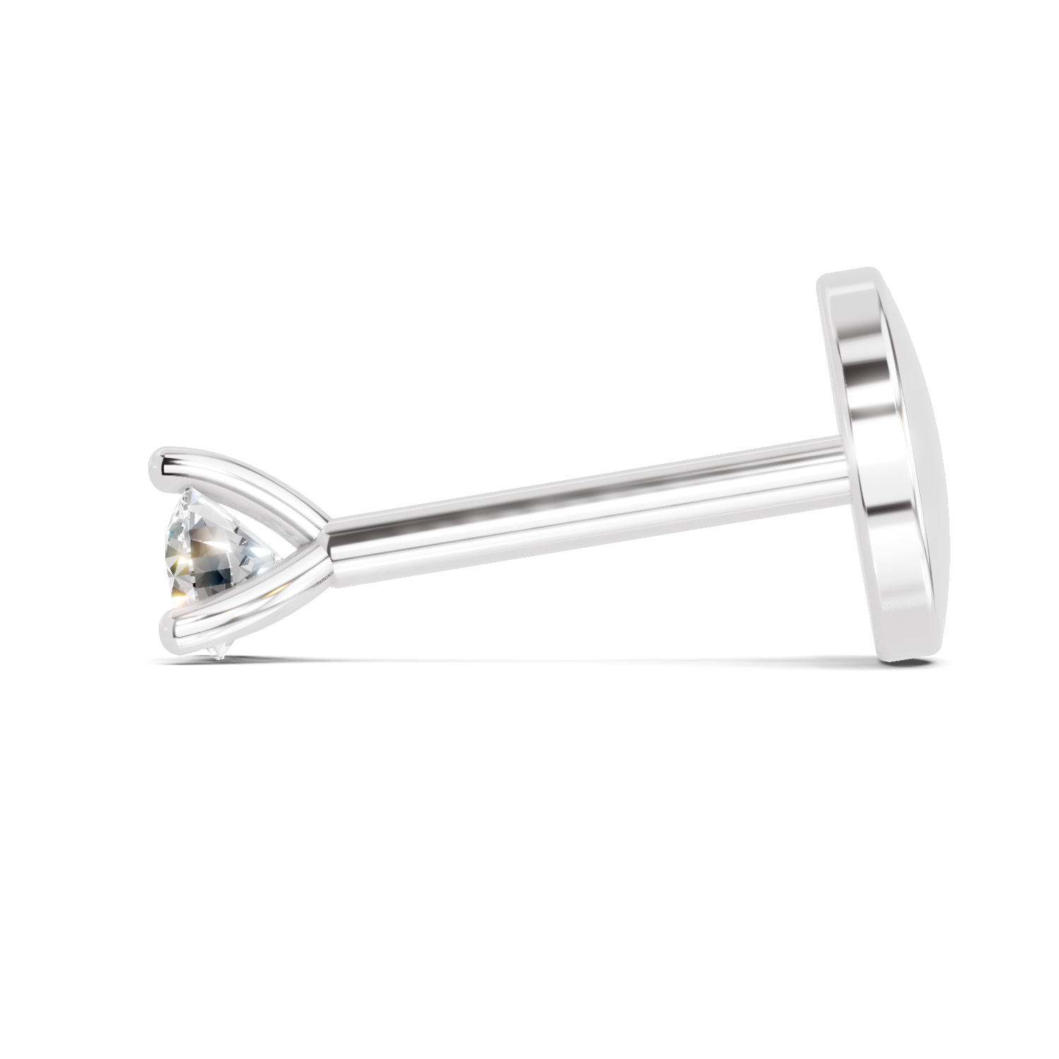14K Yellow Gold 0.09 Carat Diamond Round Shape Diamond Nose Pin