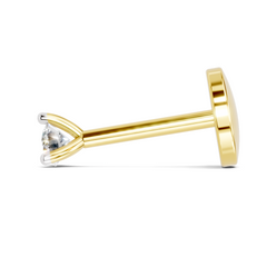 14K Yellow Gold 0.09 Carat Diamond Round Shape Diamond Nose Pin