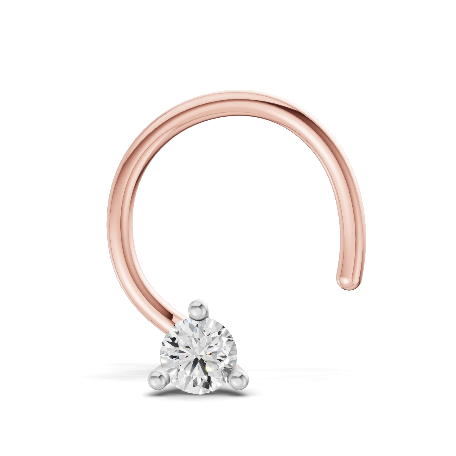 14K Yellow Gold 0.09 Carat Diamond Round Shape Nose Pin