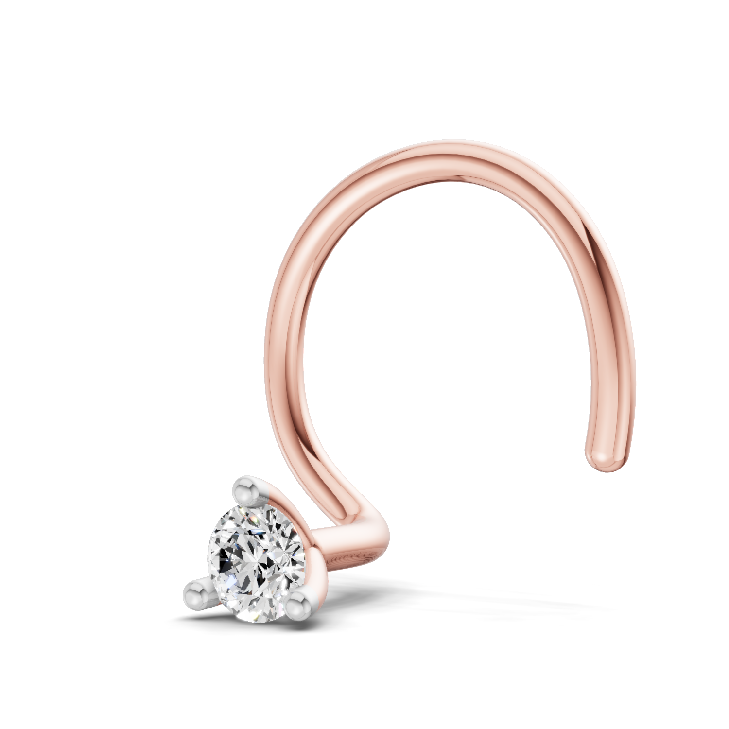 14K Yellow Gold 0.09 Carat Diamond Round Shape Nose Pin