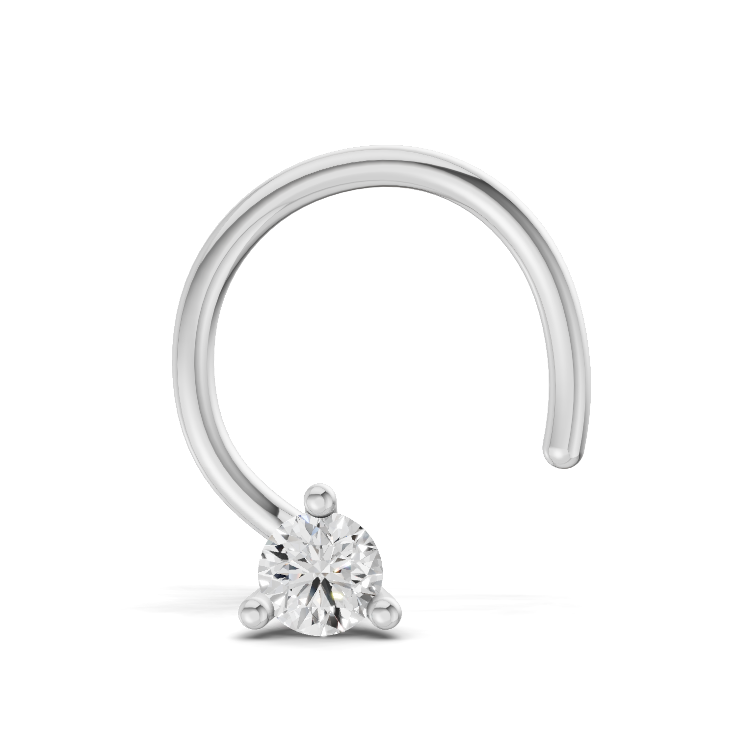 14K Yellow Gold 0.09 Carat Diamond Round Shape Nose Pin