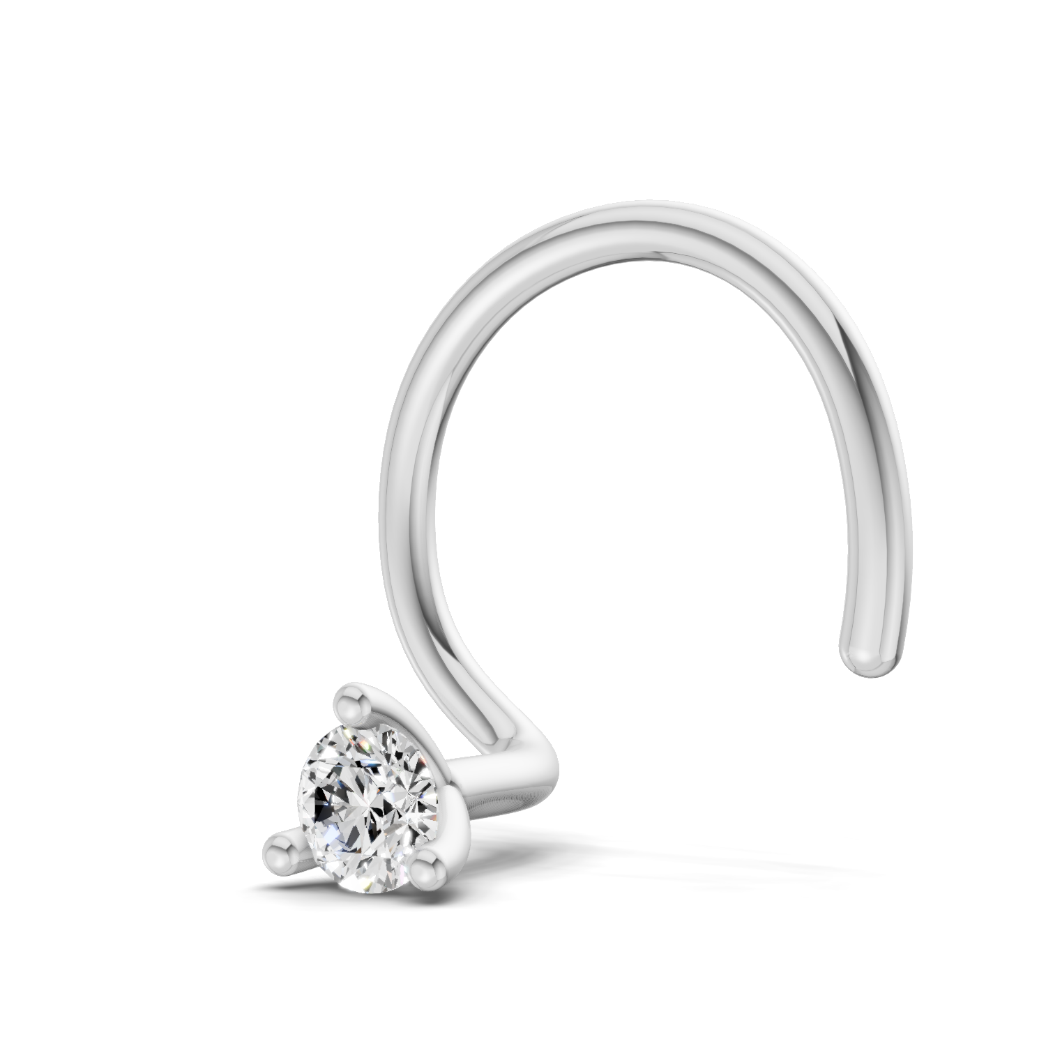 14K Yellow Gold 0.09 Carat Diamond Round Shape Nose Pin