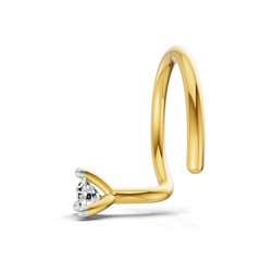 14K Yellow Gold 0.09 Carat Diamond Round Shape Nose Pin