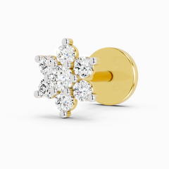14K Gold 0.11 Ct Diamond Round Shape Nose Pin