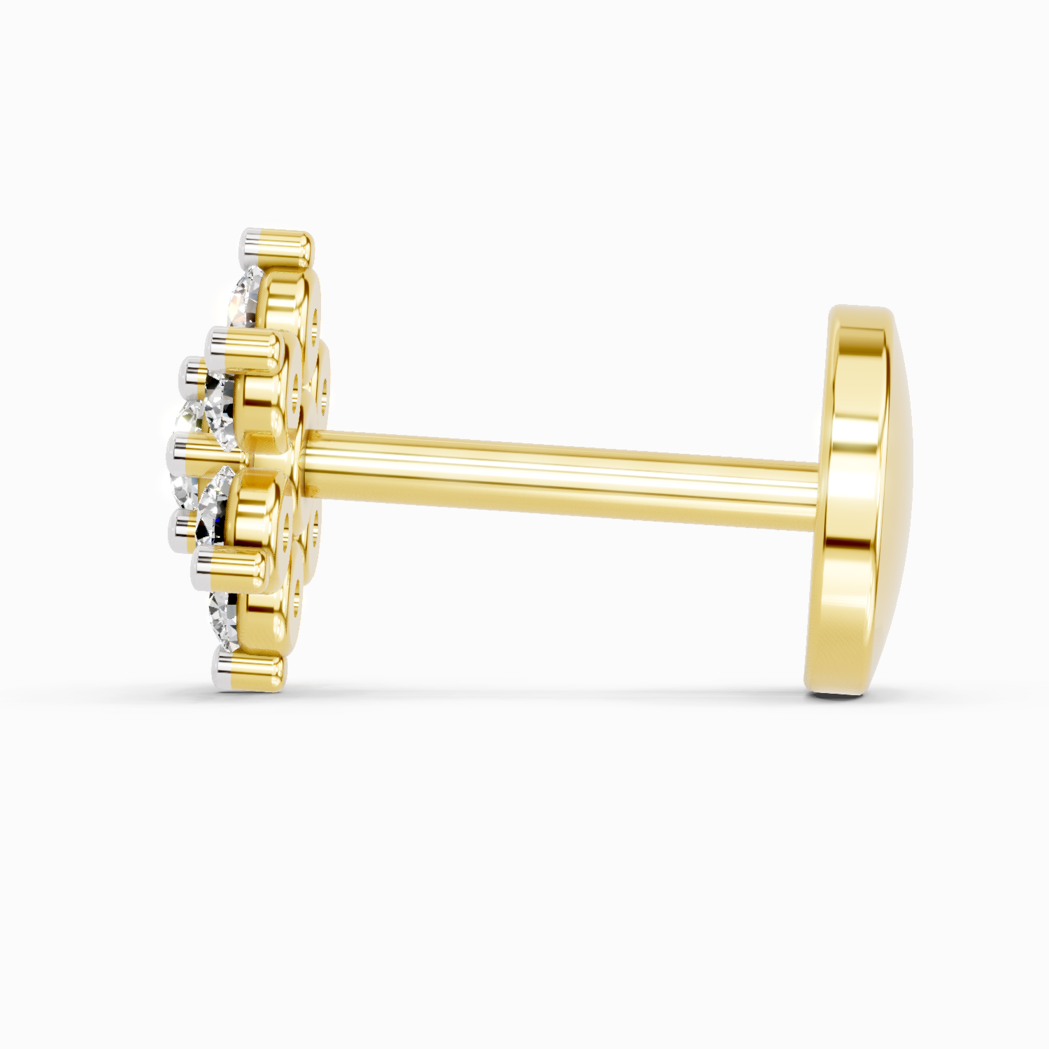 14K Gold 0.11 Ct Diamond Round Shape Nose Pin