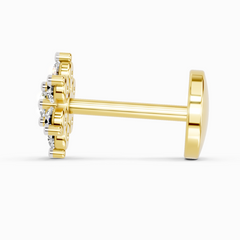 14K Gold 0.11 Ct Diamond Round Shape Nose Pin