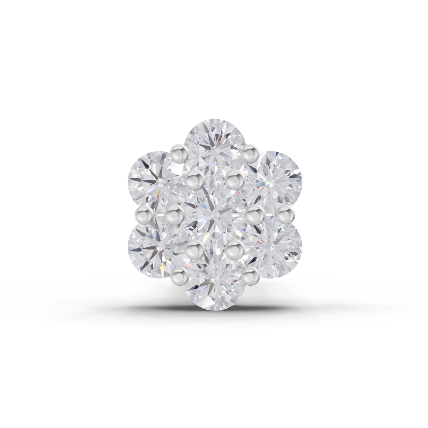 14K Yellow Gold 0.10 Carat Diamond Round Shape Floral  Nose Pin