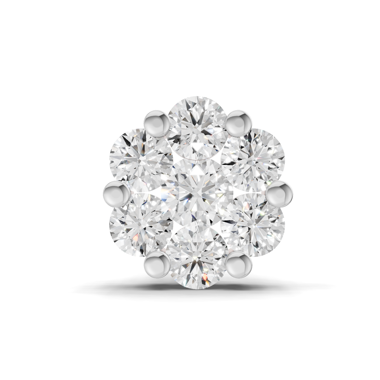 14K Yellow Gold 0.09 Carat Diamond Round Shape Floral Nose Pin