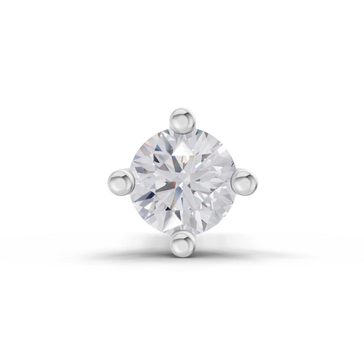 14K Yellow Gold-Screw 0.03 Carat Diamond  Round Shape 4 Prong Solitaire Nose Pin