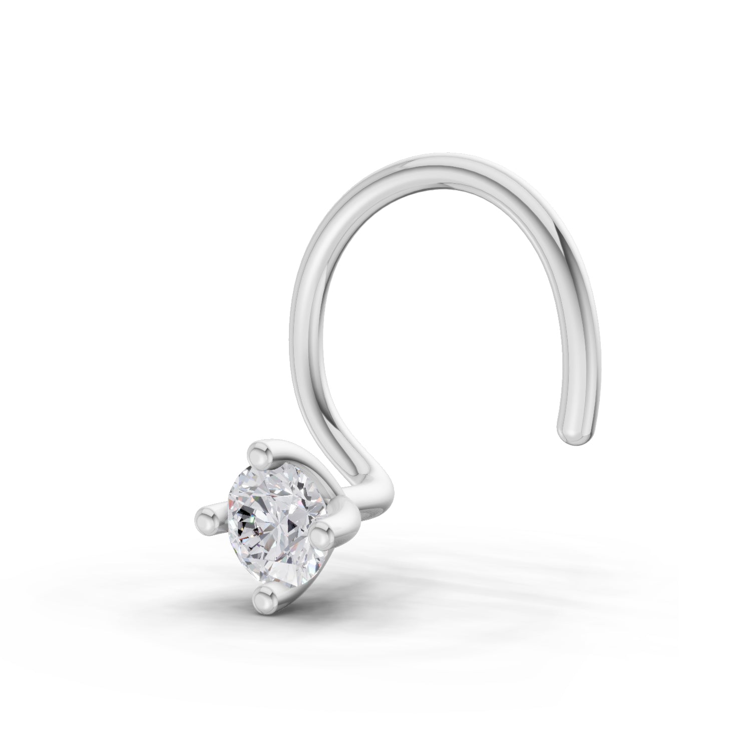 14K Yellow Gold 0.03 Ct Diamond Round Shape 4 Prong Solitaire Nose Pin