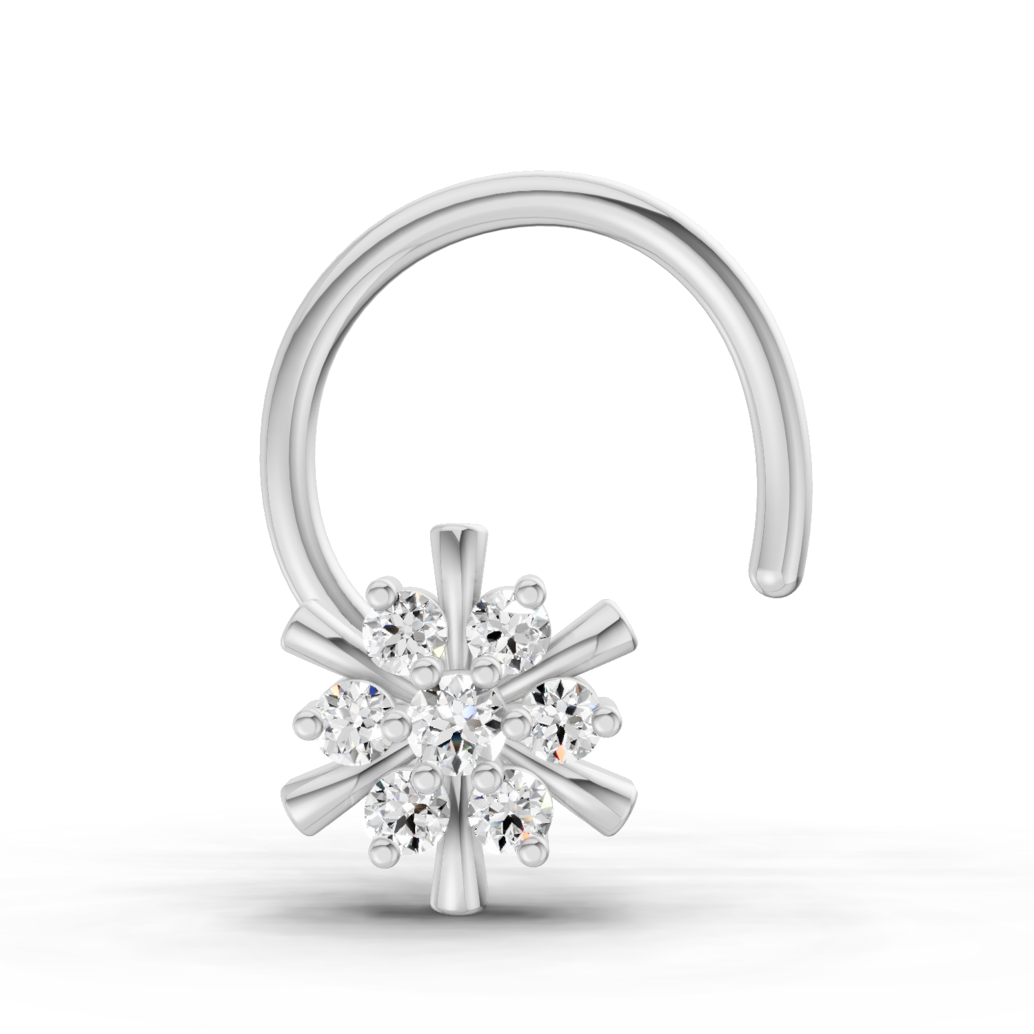 14K Yellow Gold 0.03 Carat Diamond Round Shape Snowflake Nose Pin