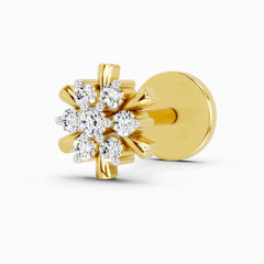 14K Yellow Gold-Screw 0.03 Carat Diamond Round Shape Hanita Shine Nose Pin