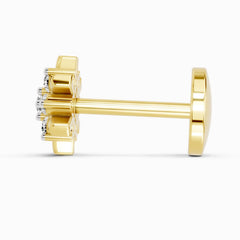 14K Yellow Gold-Screw 0.03 Carat Diamond Round Shape Hanita Shine Nose Pin