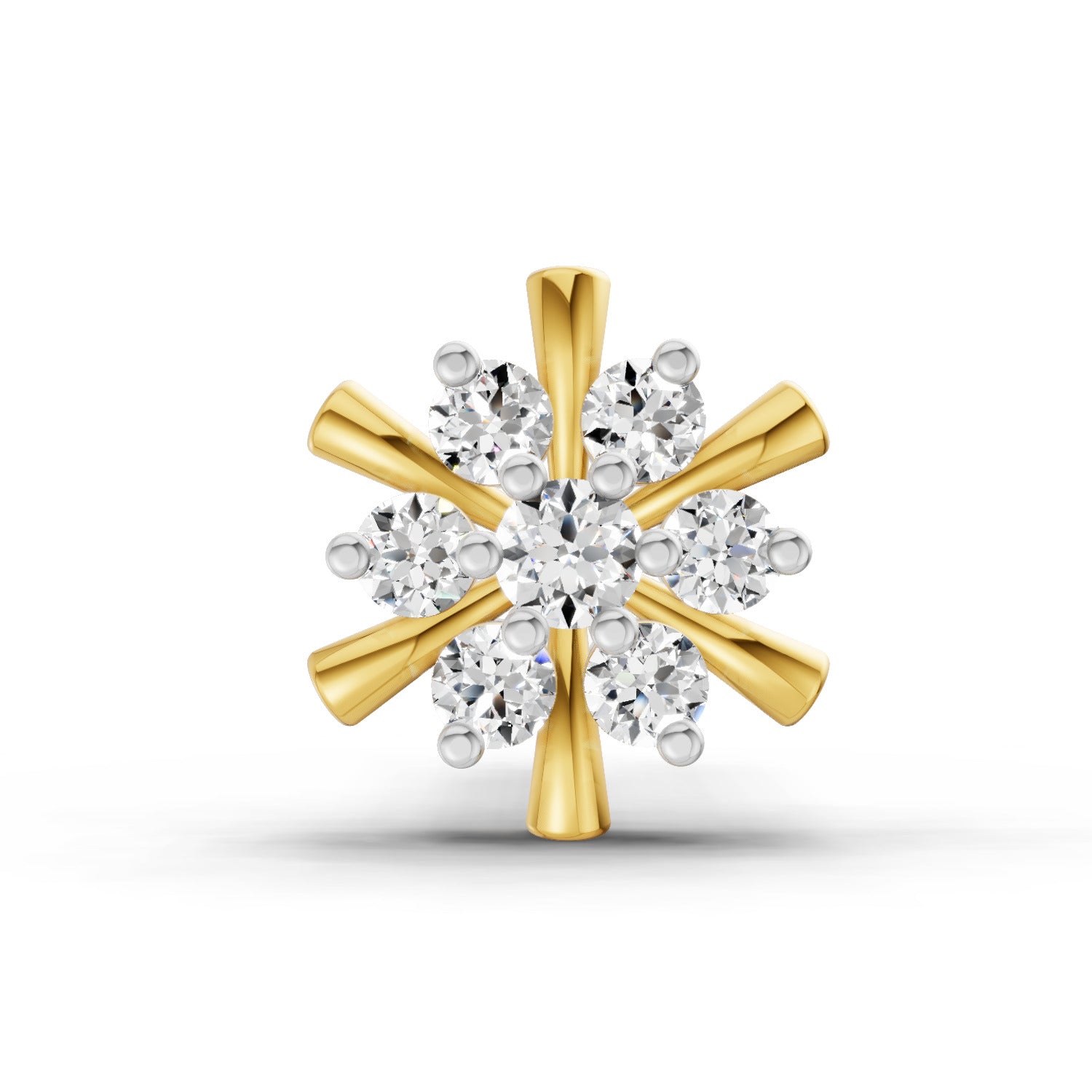 14K Yellow Gold-Screw 0.03 Carat Diamond Round Shape Hanita Shine Nose Pin
