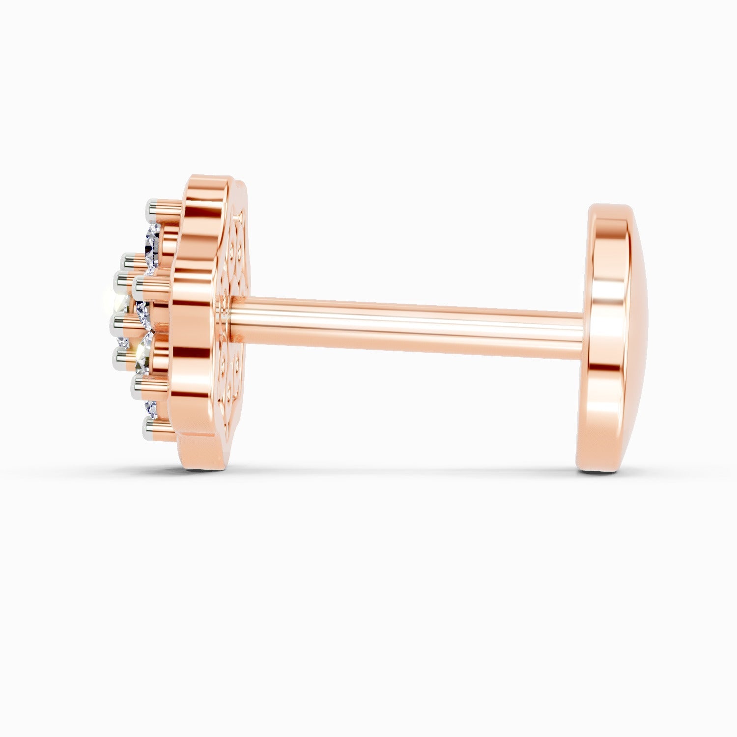 14K Yellow Gold-Screw 0.04 Carat Diamond Round Shape Aurora Spark Nose Pin