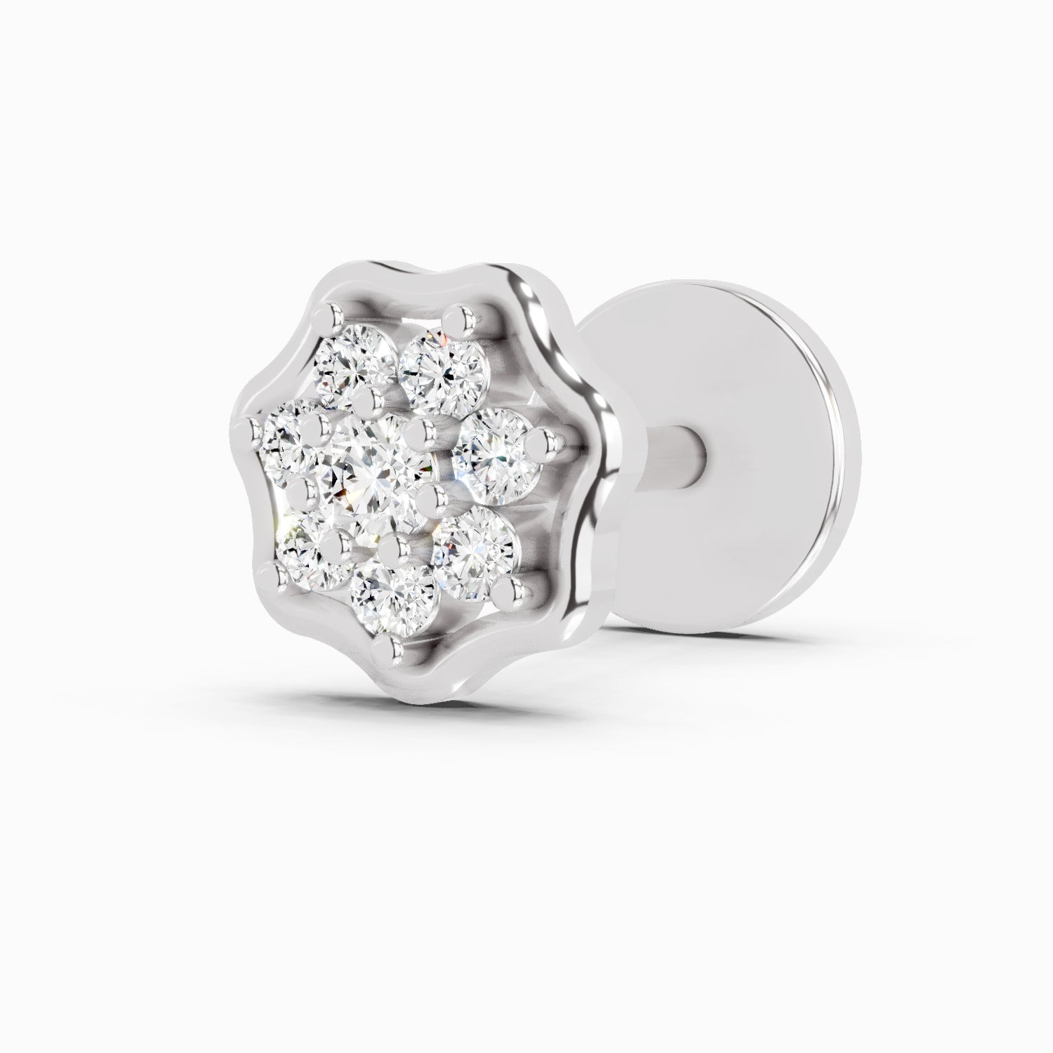 14K Yellow Gold-Screw 0.04 Carat Diamond Round Shape Aurora Spark Nose Pin