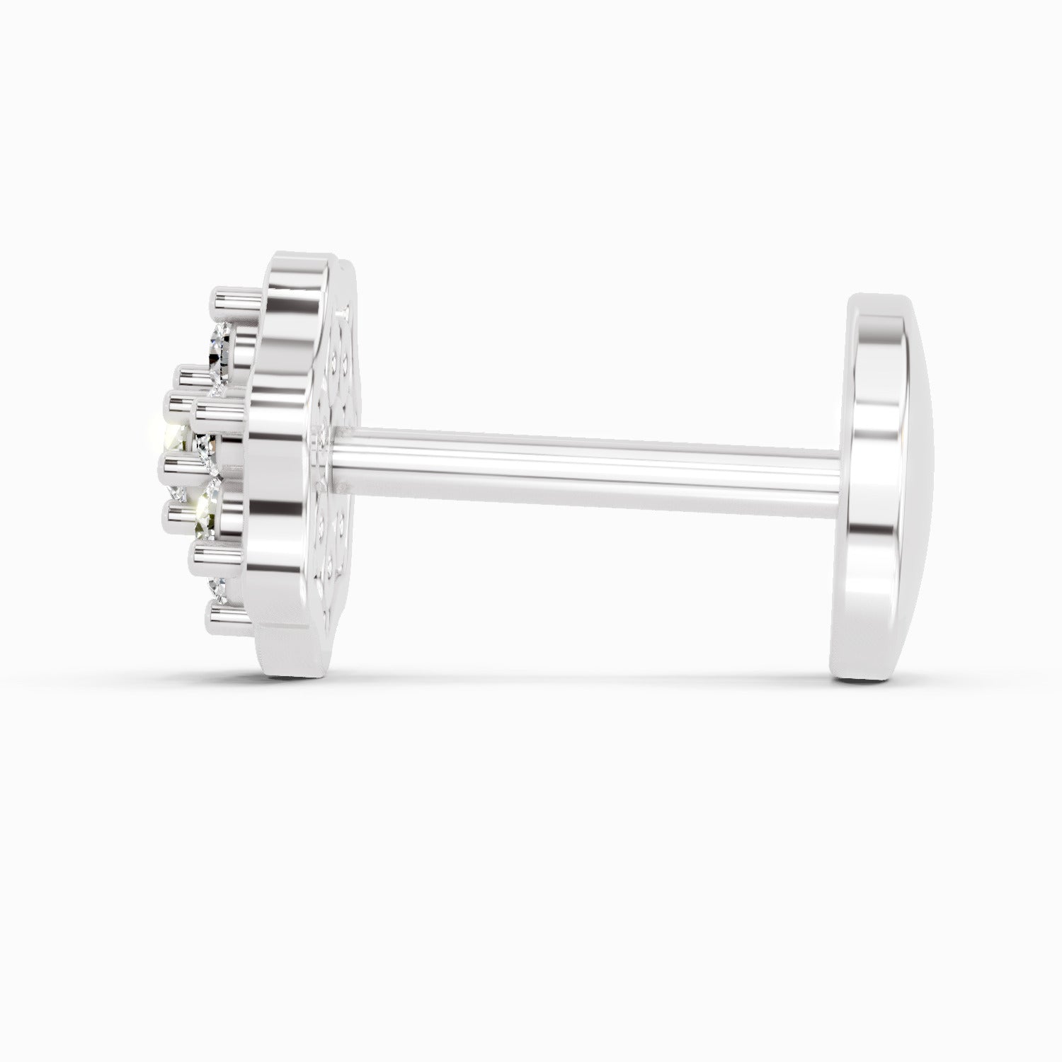 14K Yellow Gold-Screw 0.04 Carat Diamond Round Shape Aurora Spark Nose Pin