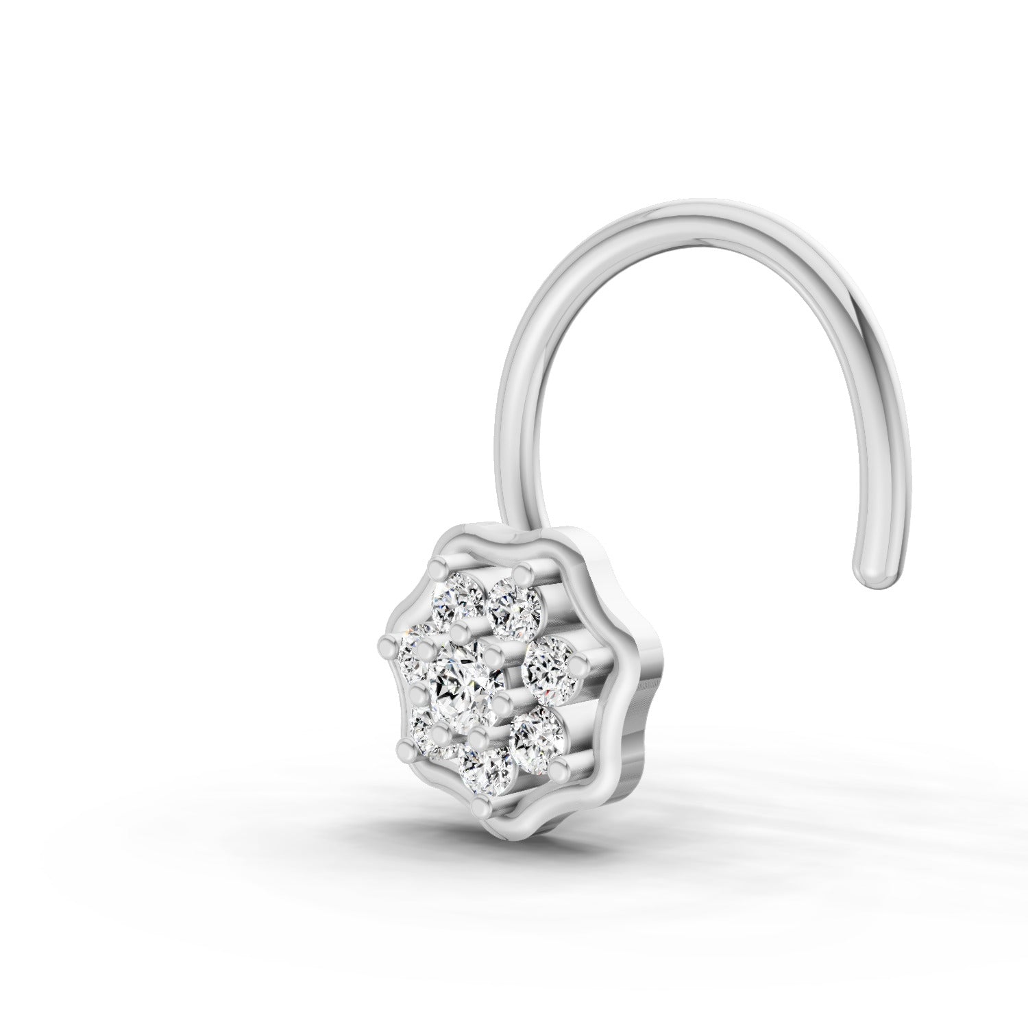 14K Yellow Gold 0.04 Carat Diamond Round Shape Sitara Nose Pin
