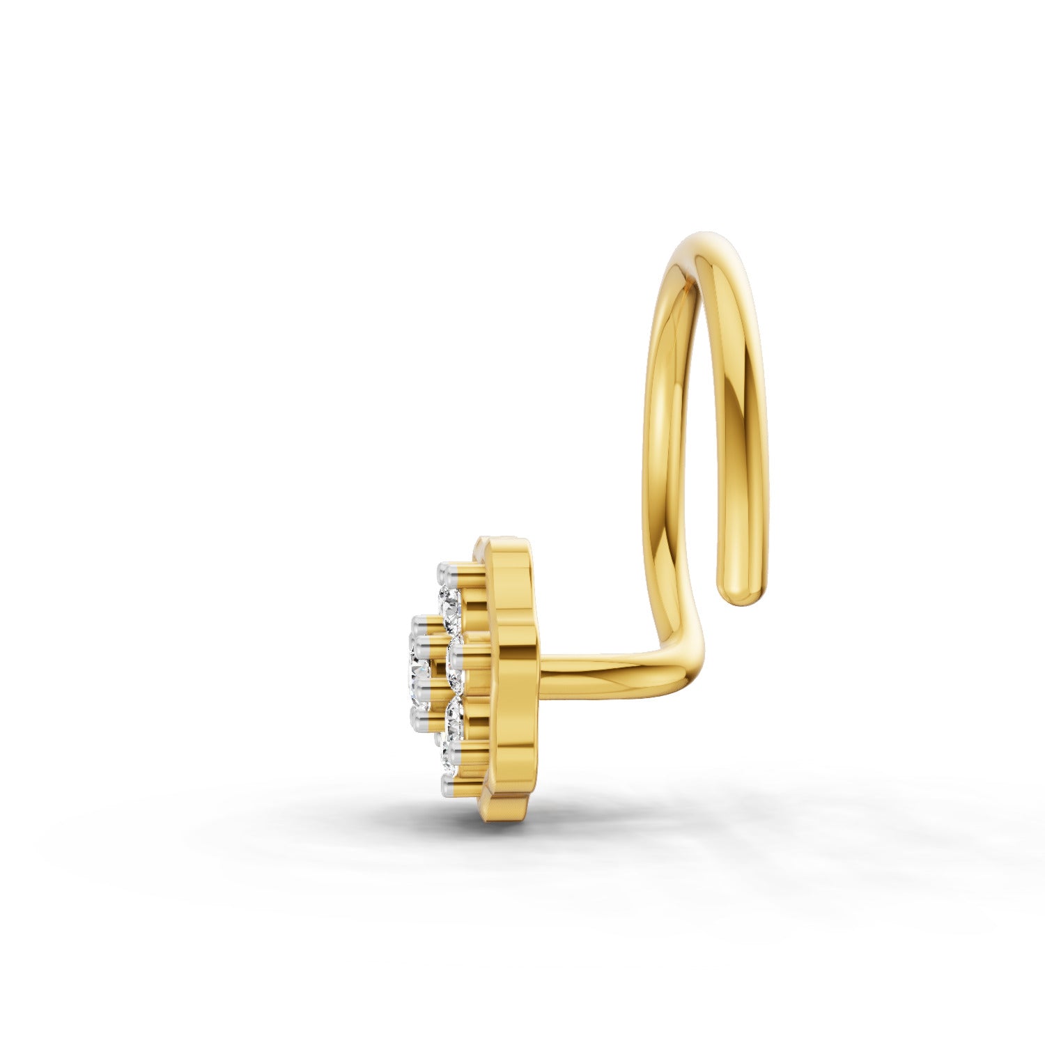 14K Yellow Gold 0.04 Carat Diamond Round Shape Sitara Nose Pin