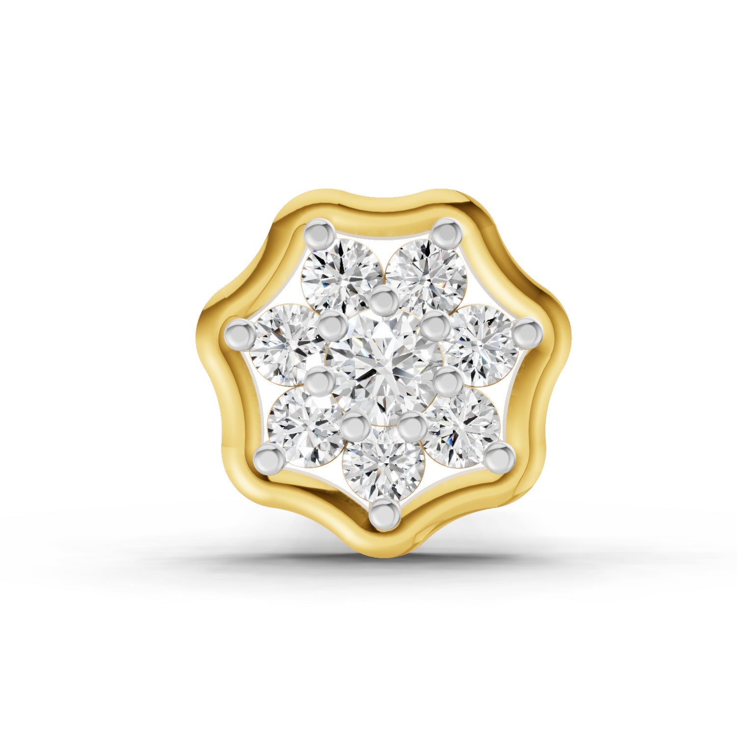 14K Yellow Gold-Screw 0.04 Carat Diamond Round Shape Aurora Spark Nose Pin