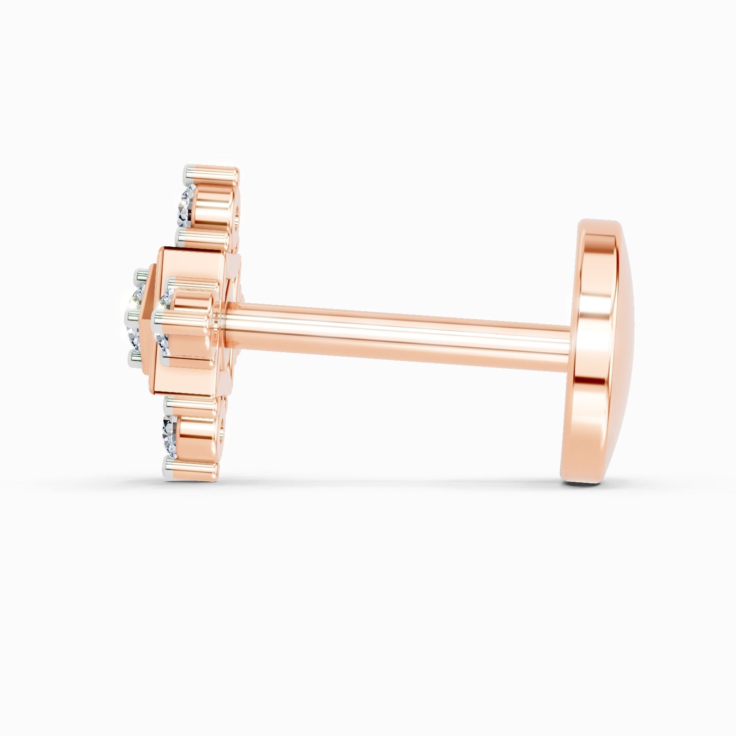 14K Yellow Gold-Screw 0.02 Carat Diamond Round Shape The Kata Nose Pin