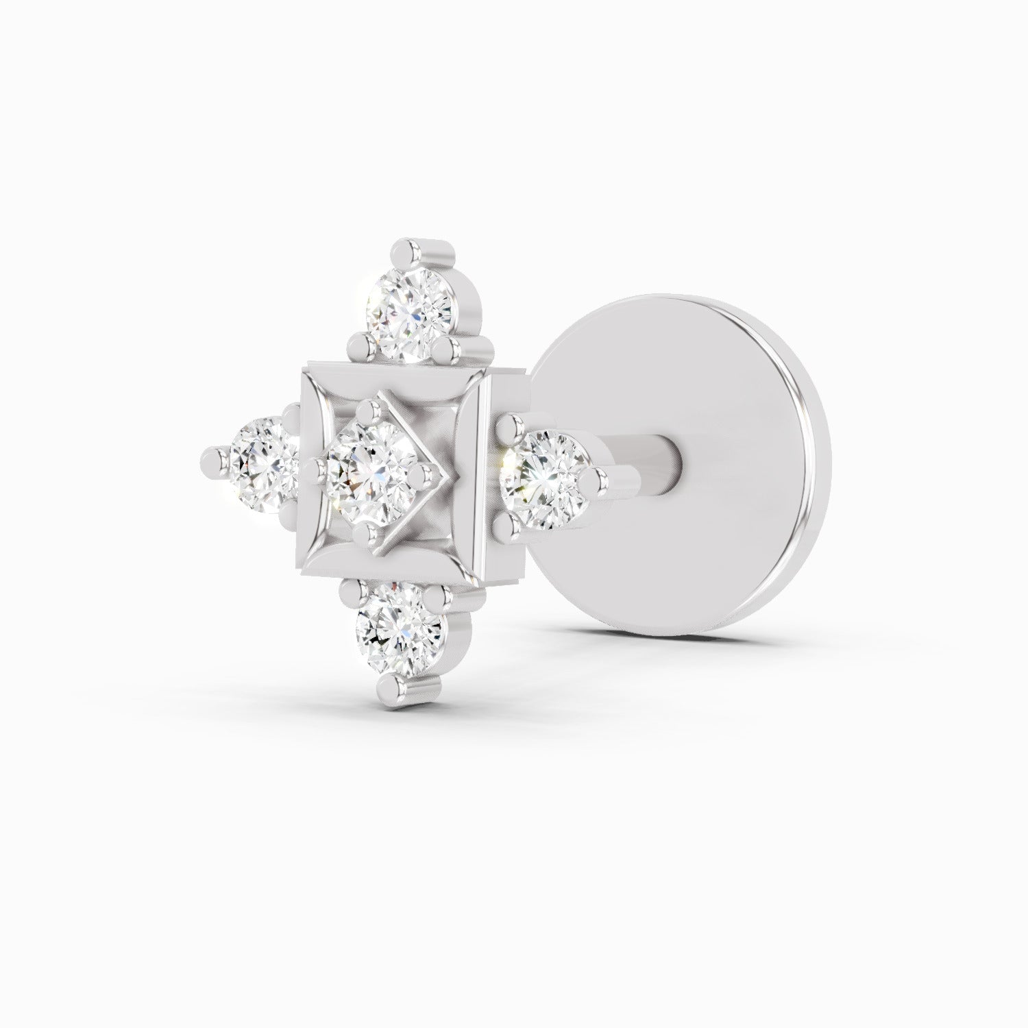 14K Yellow Gold-Screw 0.02 Carat Diamond Round Shape The Kata Nose Pin
