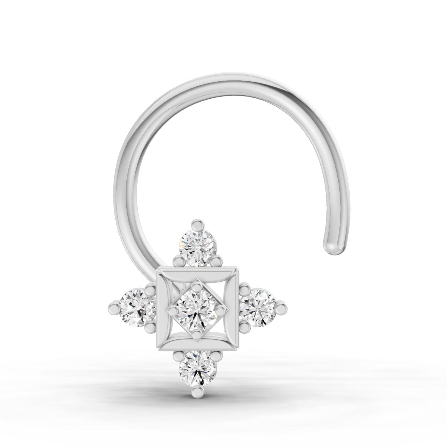 14K Yellow Gold 0.02 Carat Diamond Round Shape Nose Pin