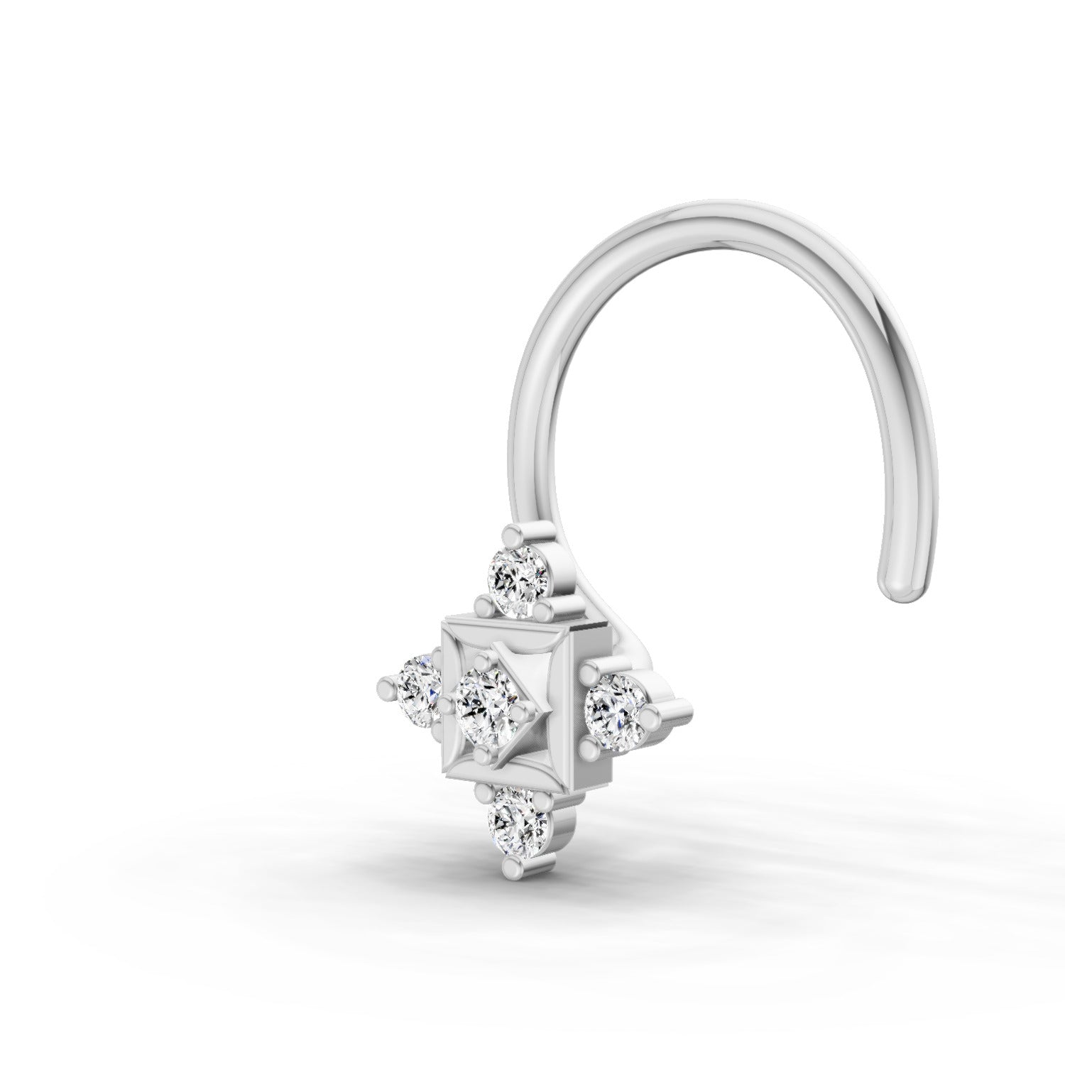 14K Yellow Gold 0.02 Carat Diamond Round Shape Nose Pin