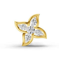 14K Yellow Gold-Screw 0.04 Carat Diamond Round Shape gamya petalled Nose Pin