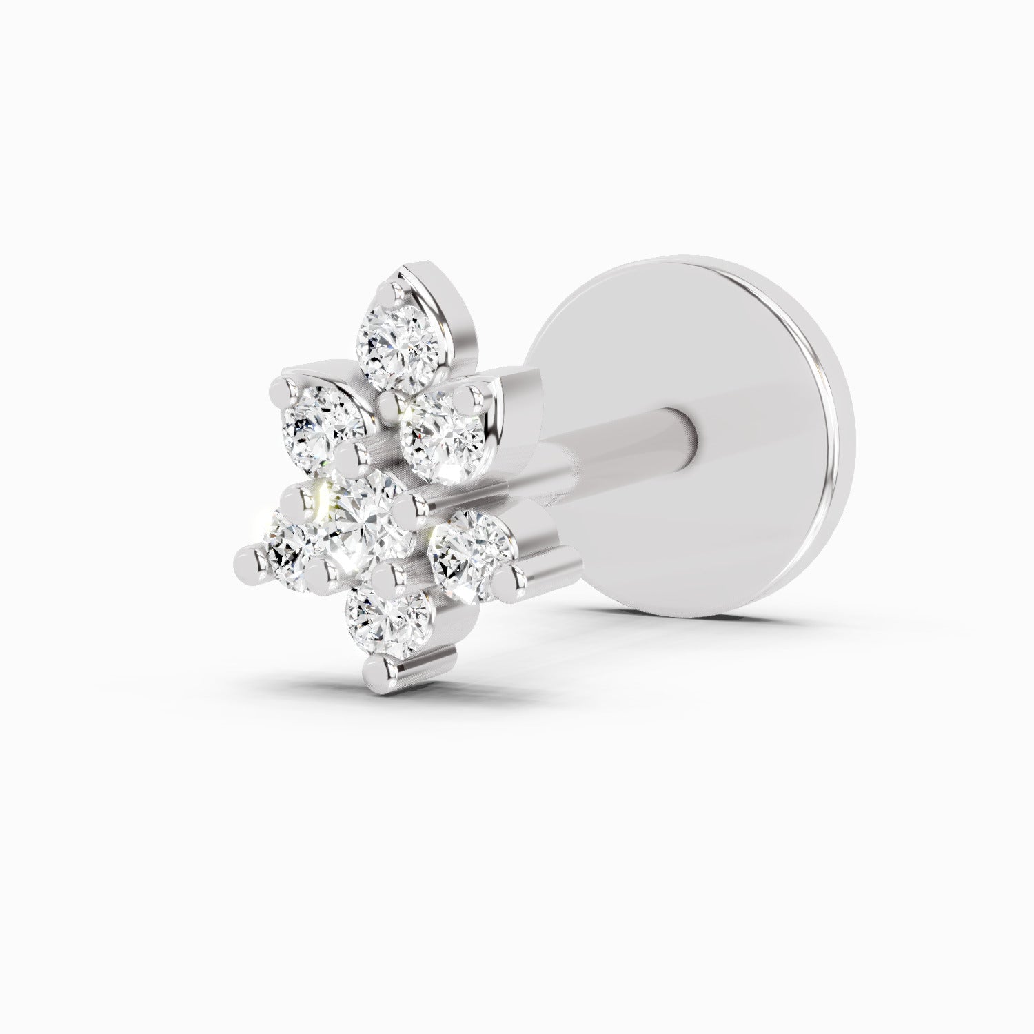 14K Yellow Gold-Screw 0.03 Carat Diamond Round Shape Gracia Nose Pin