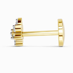 14K Yellow Gold-Screw 0.03 Carat Diamond Round Shape Gracia Nose Pin