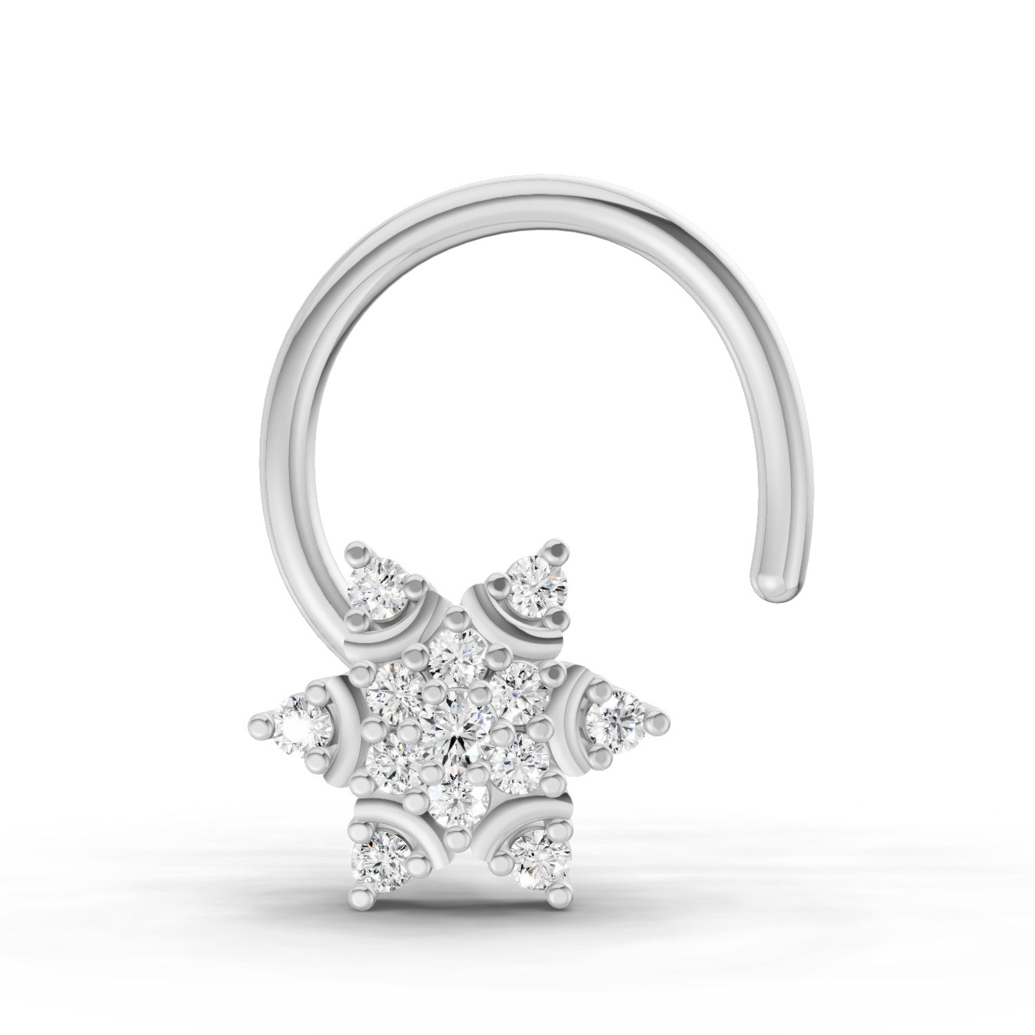 14K Yellow Gold 0.05 Carat Diamond Round Shape Diamond Nose Pin