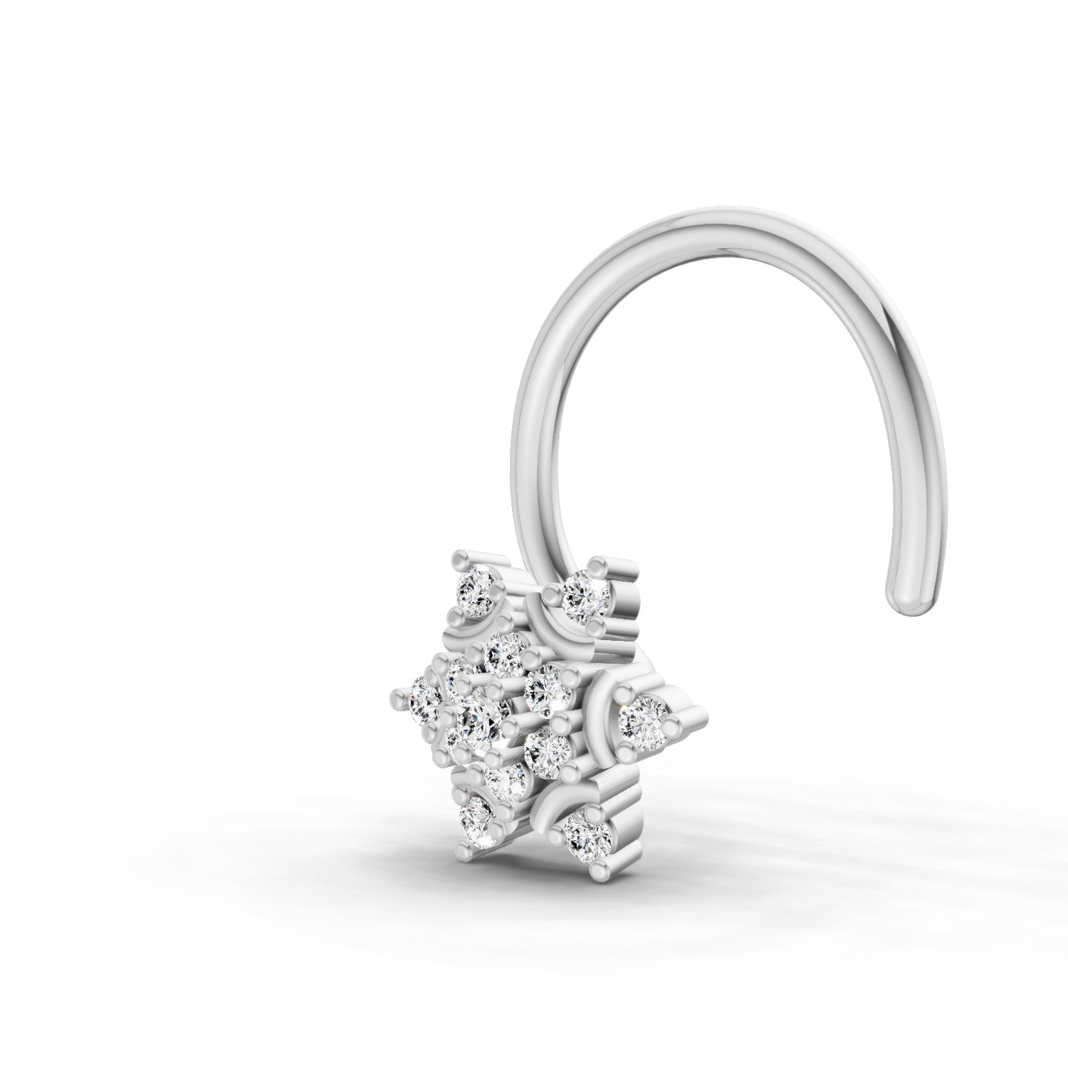 14K Yellow Gold 0.05 Carat Diamond Round Shape Diamond Nose Pin