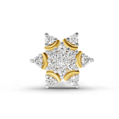 14K Yellow Gold-Screw 0.05 Carat Diamond Round Shape Snowflake Shine Nose Pin