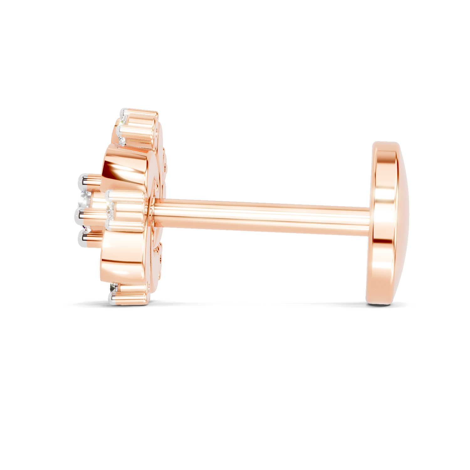 14K Yellow Gold-Screw 0.03 Carat Diamond Round Shape Twilight Nose Pin