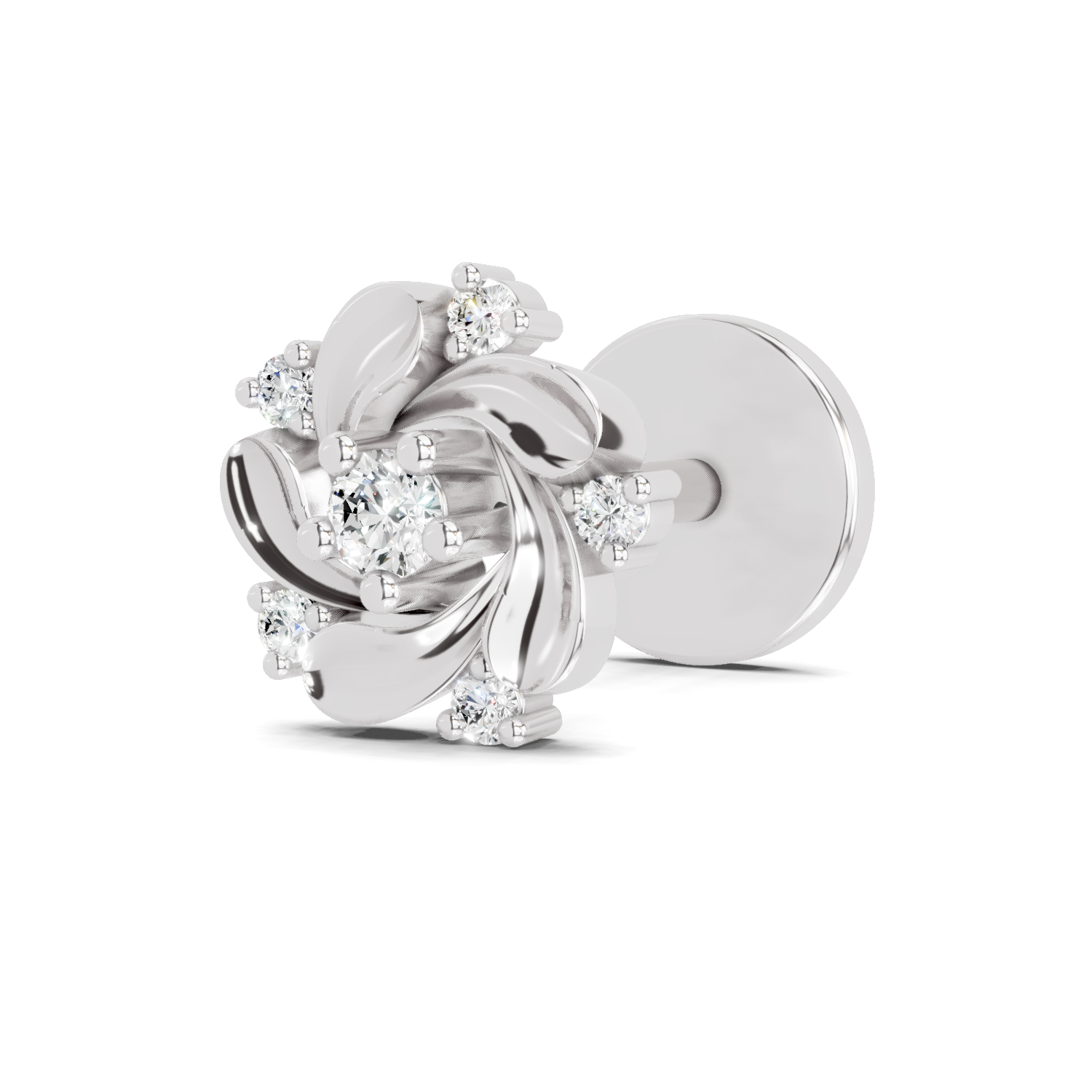 14K Yellow Gold-Screw 0.03 Carat Diamond Round Shape Twilight Nose Pin