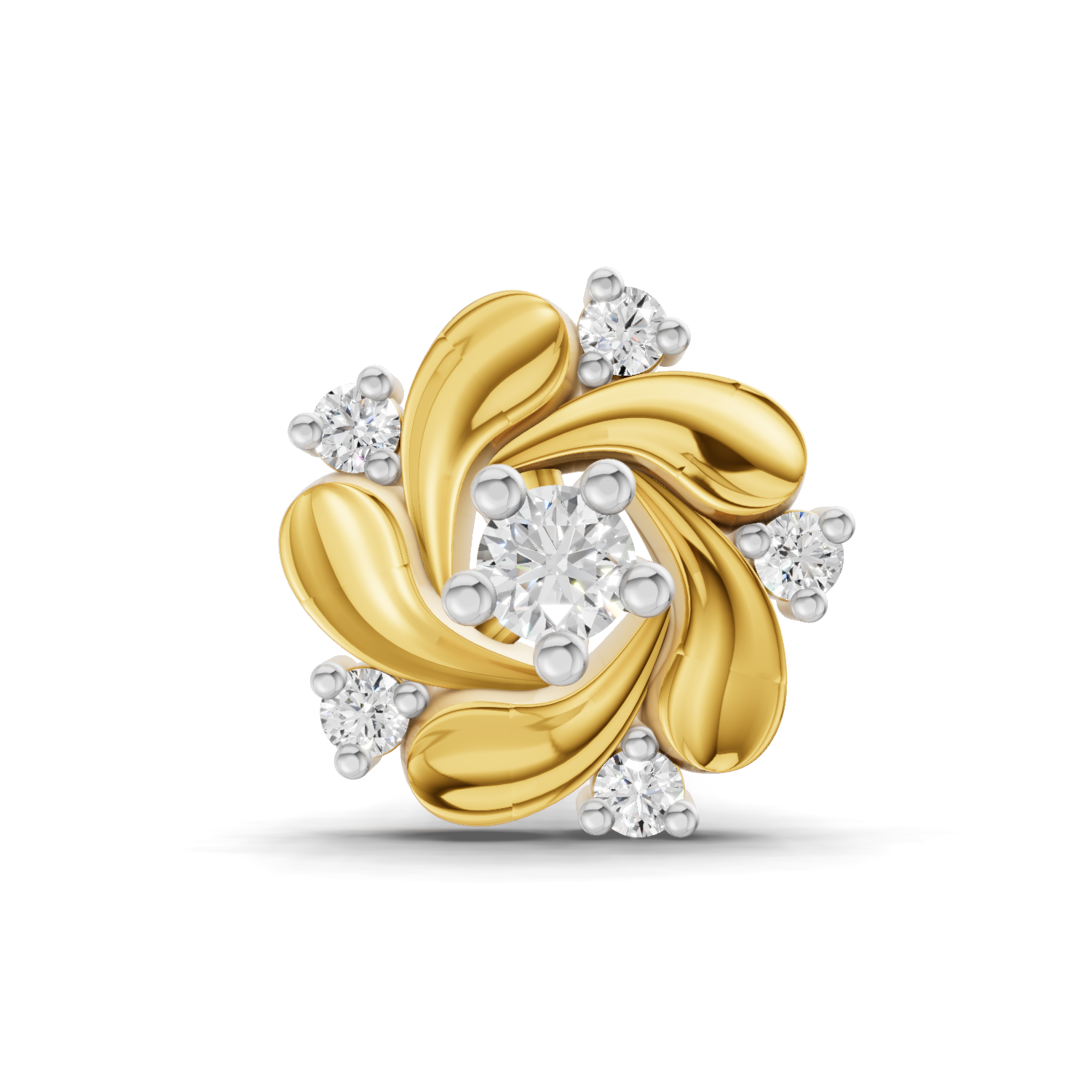 14K Yellow Gold-Screw 0.03 Carat Diamond Round Shape Twilight Nose Pin