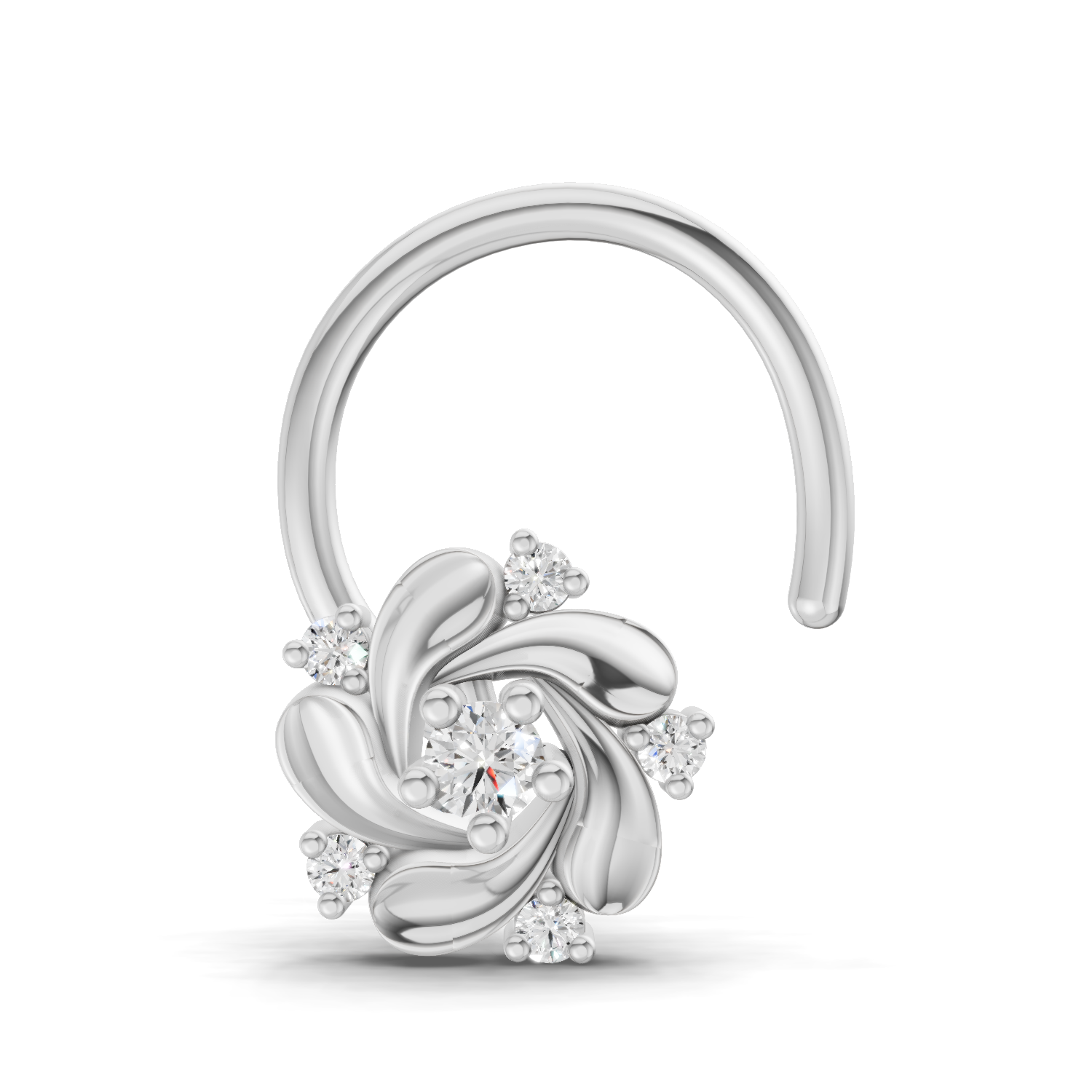 14K Yellow Gold 0.03 Carat Diamond Round Shape Twilight Nose Pin