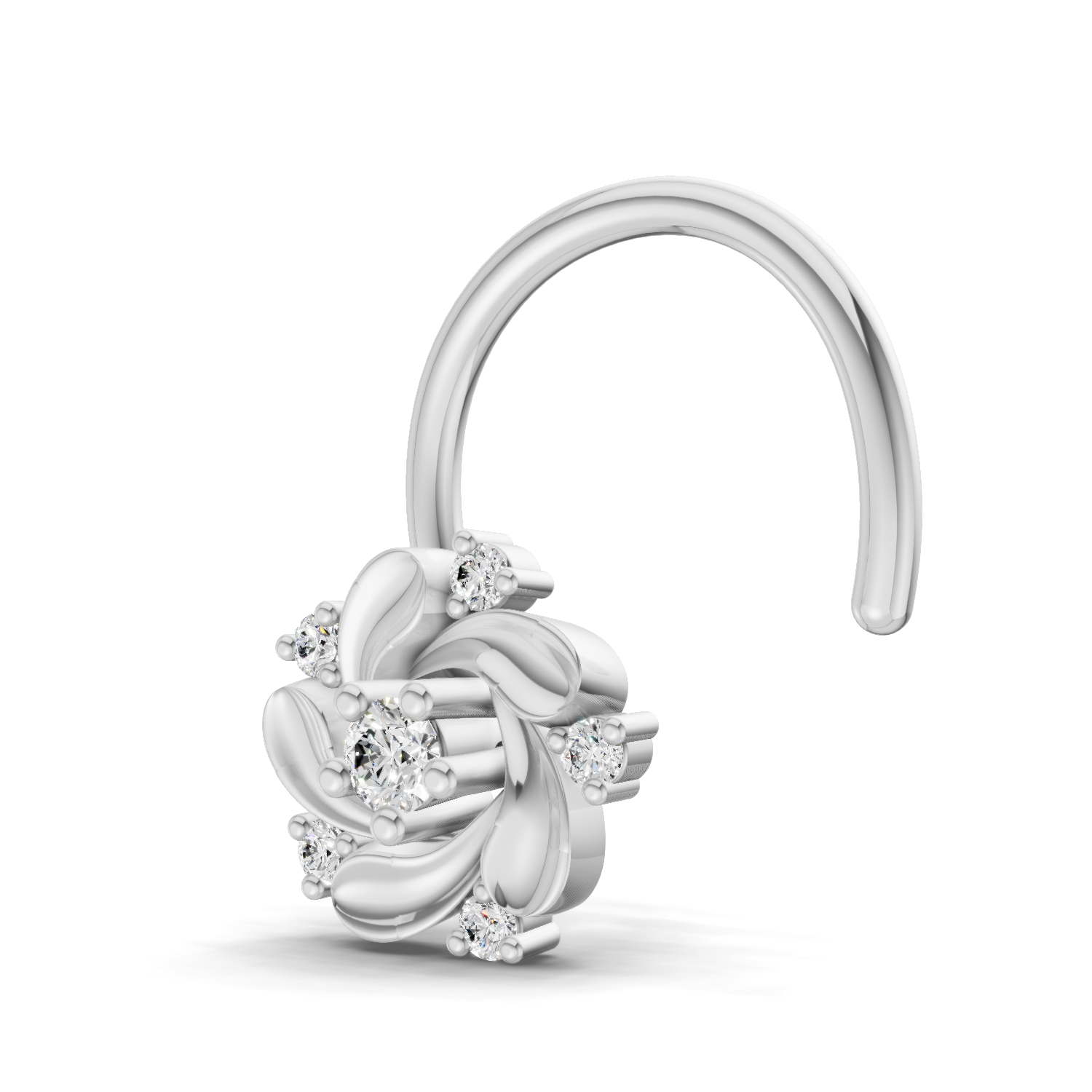 14K Yellow Gold 0.03 Carat Diamond Round Shape Twilight Nose Pin