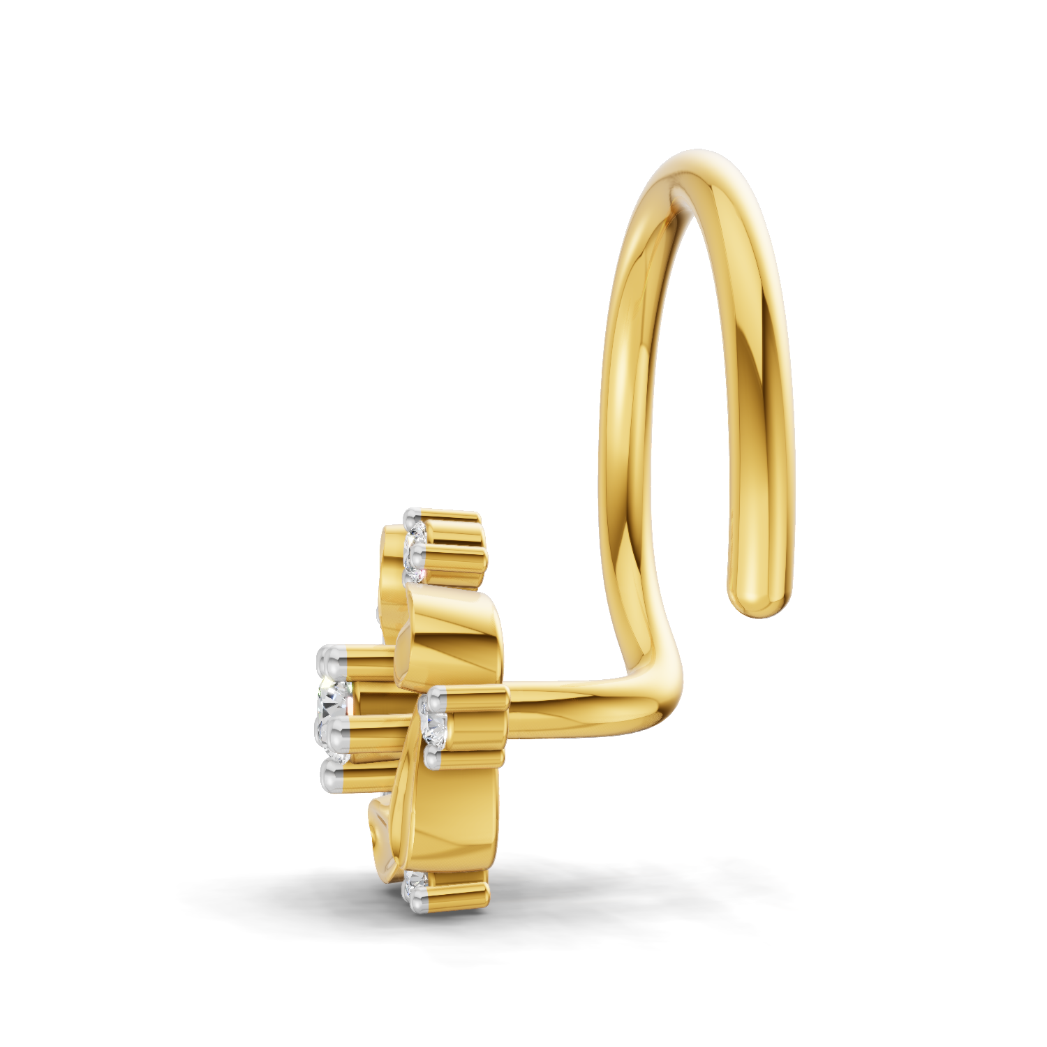 14K Yellow Gold 0.03 Carat Diamond Round Shape Twilight Nose Pin