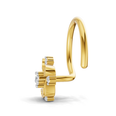 14K Yellow Gold 0.03 Carat Diamond Round Shape Twilight Nose Pin