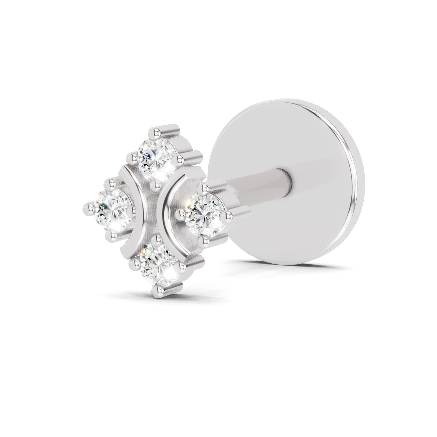 14K Yellow Gold-Screw 0.03 Carat Diamond Round Shape Celestial Nose Pin