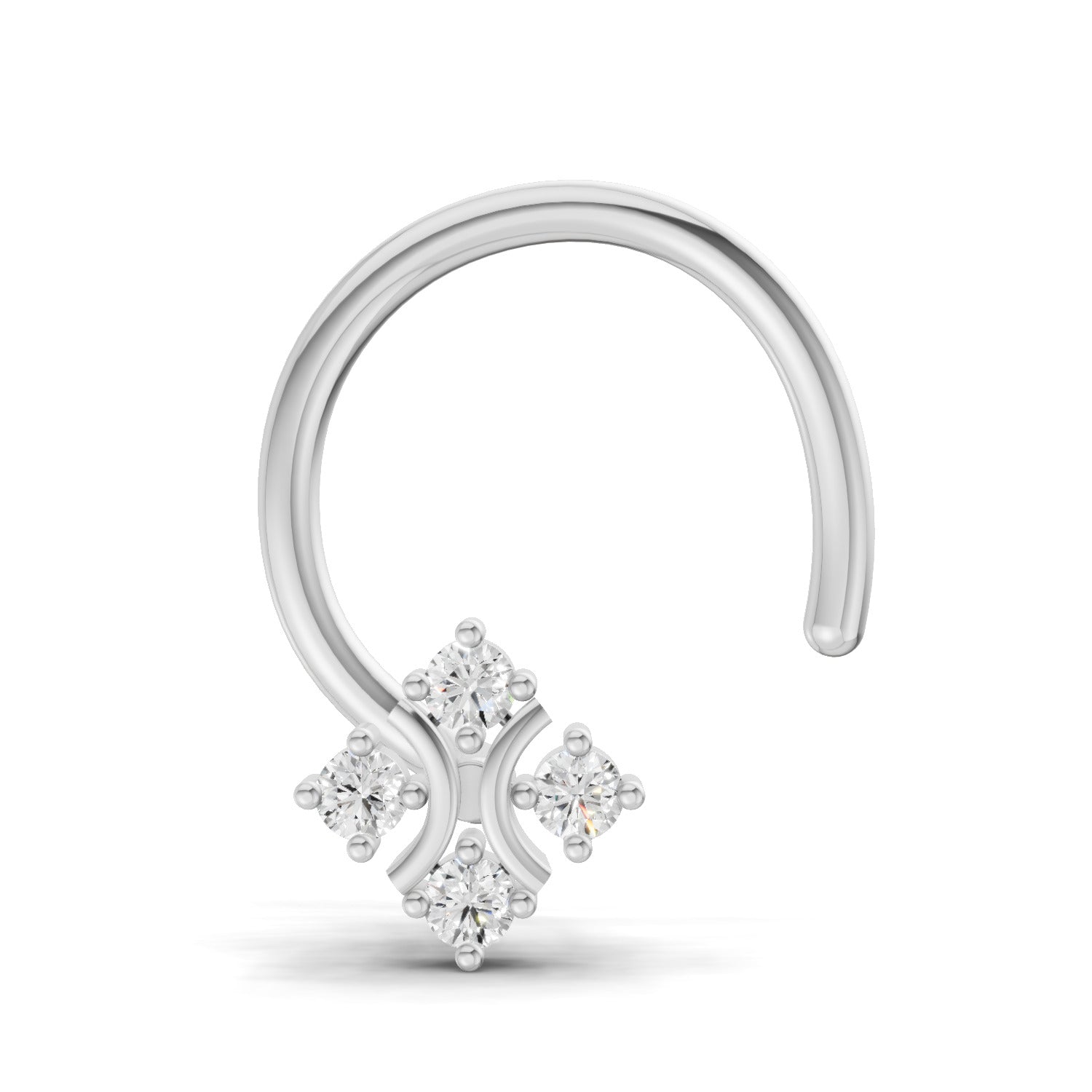 14K Yellow Gold 0.03 Carat Diamond Round Shape Celestial Nose Pin