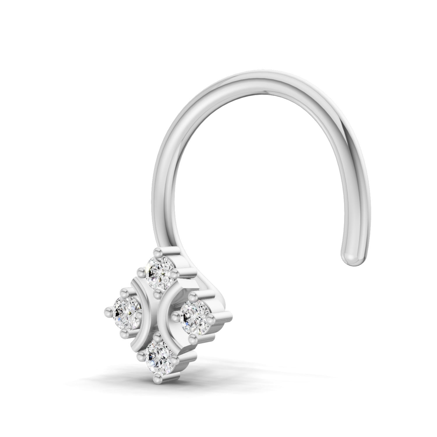 14K Yellow Gold 0.03 Carat Diamond Round Shape Celestial Nose Pin