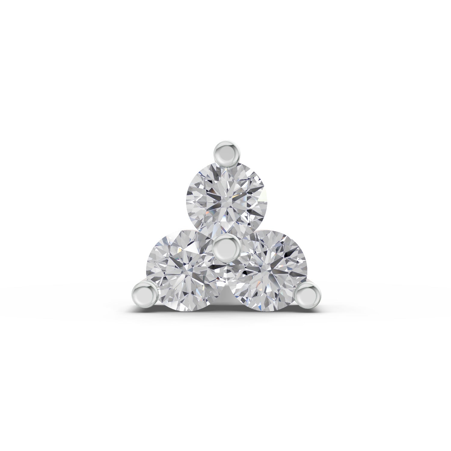 14K Gold 0.03 Ct Diamond Triangle Stud Round Shape Nose Pin